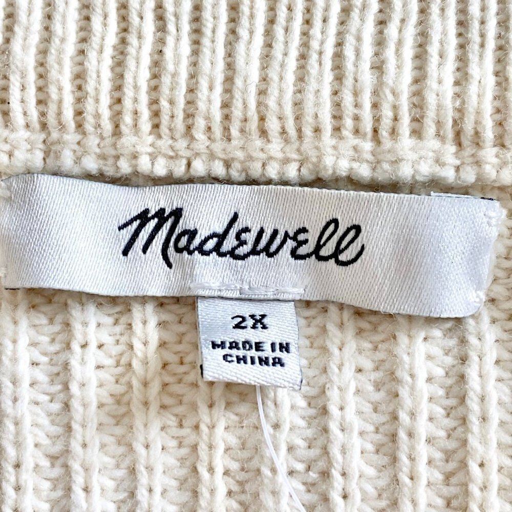 NWOT Madewell Patch Pocket Pullover Ivory Sweater Size 2X - Picture 9 of 11